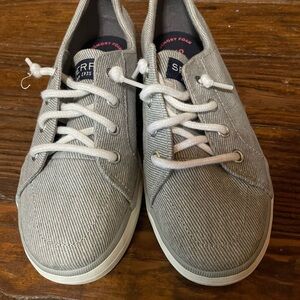 Sperry Toddler Girl’s Gray Striped Sneakers